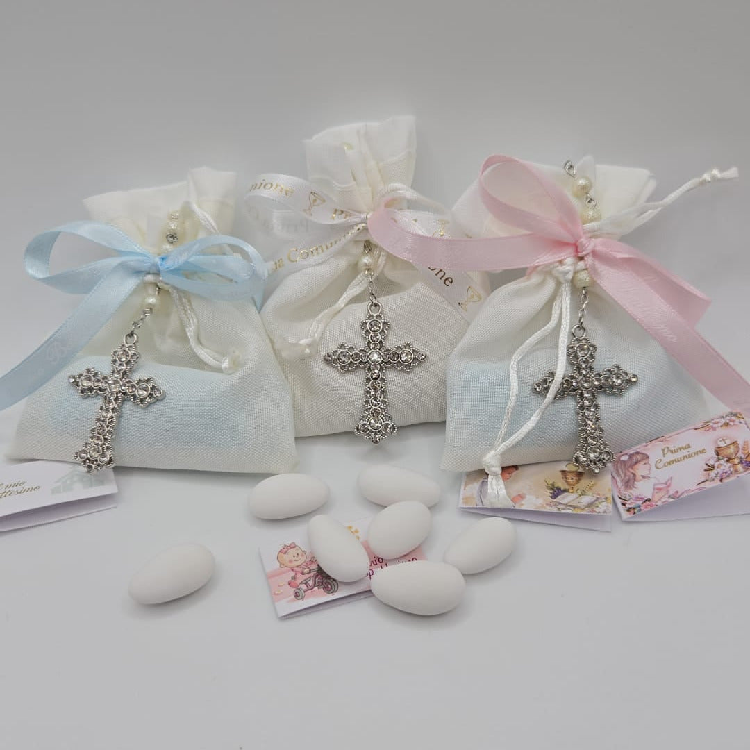 Bomboniere-Gastgeschenk Rosenkranz mit Glitzer
