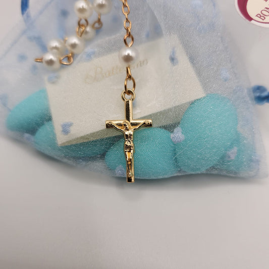 Rosenkranz incl. Bigliettino, Confetti und Geschenkekartonage Pina´s Bombonieren