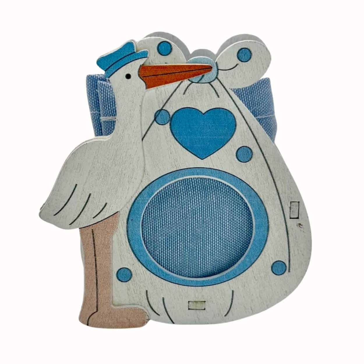 Holzaufsteller Klapperstorch blau - Pina´s Bombonieren