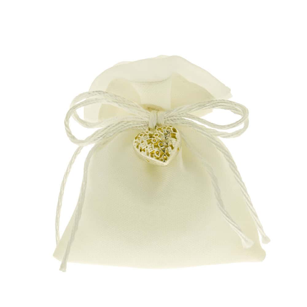 Mandelsäckchen mit versilbertem Herz - personalisiertes Gastgeschenk - Pina´s Bombonieren