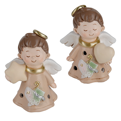 Engelsfigur mit Mitra und Herz oder Stern – Würdiges Gastgeschenk zur Firmung