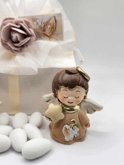 Angelo mit Mitra für die Firmung incl. Mandelsäckchen und Confetti, Namenskärtchen 