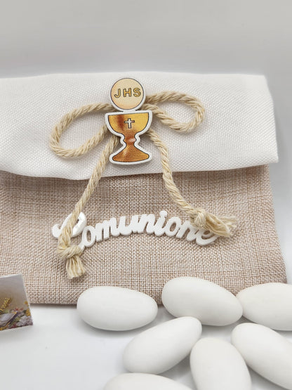 Mandelsäckchen mit Schriftzug Comunione