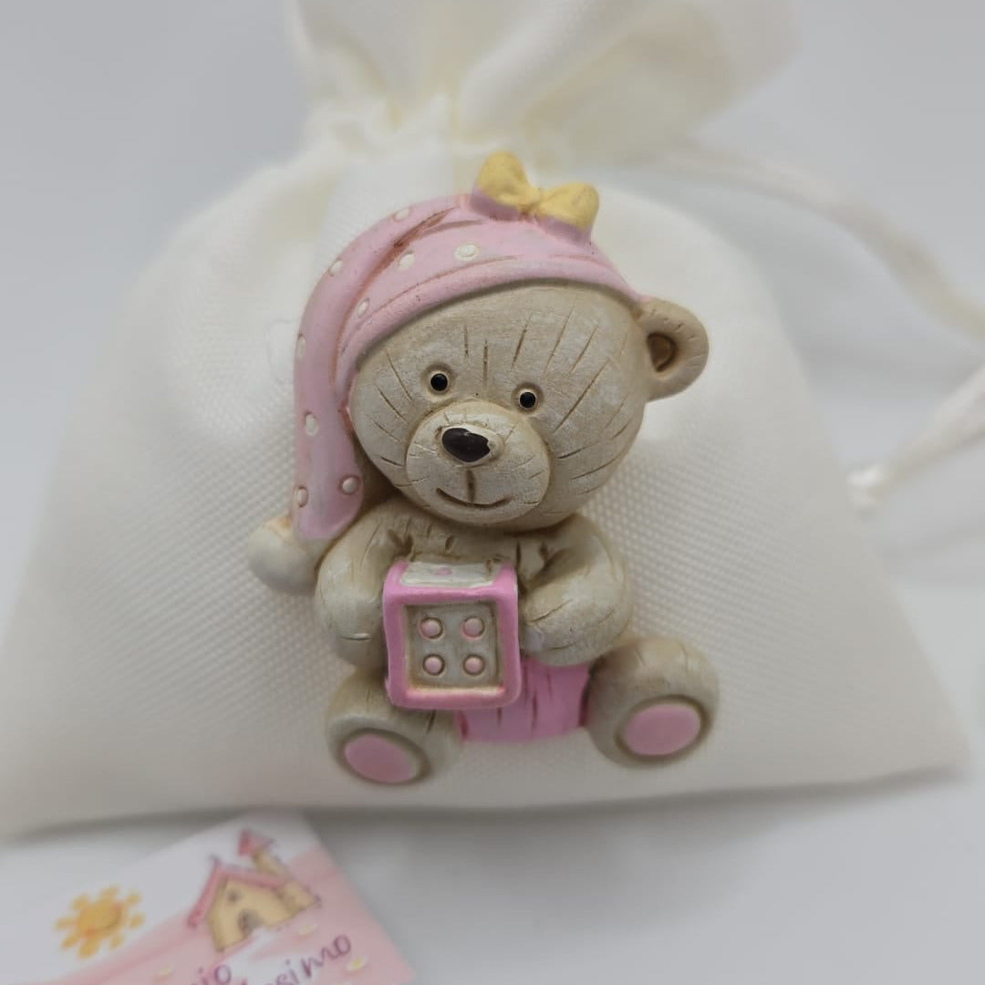 Bomboniere Teddybär als Magnet rosa