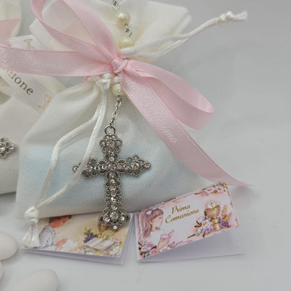 Bomboniere-Gastgeschenk Rosenkranz mit Glitzer