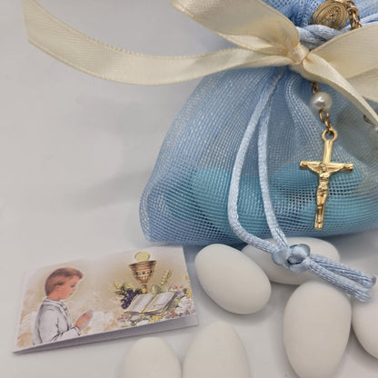 Bomboniere Gastgeschenk Rosenkranz mit Confetti und Bigliettino