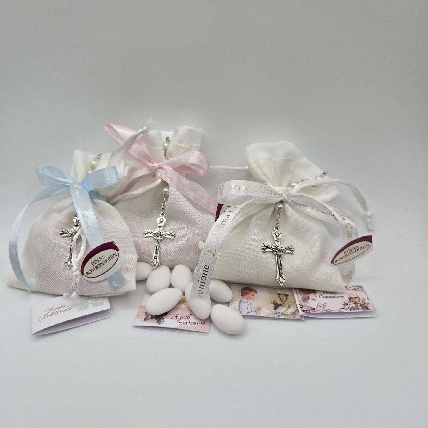 Bomboniere-Gastgeschenk Rosenkranz incl. Sacchettino & Bigliettino