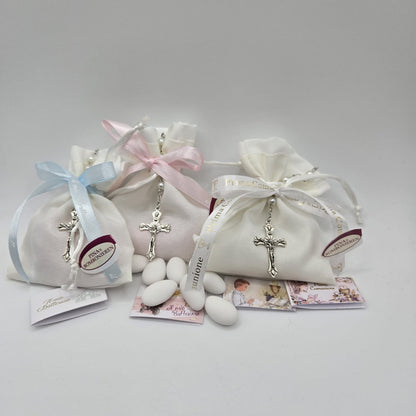 Bomboniere-Gastgeschenk Rosenkranz incl. Sacchettino & Bigliettino