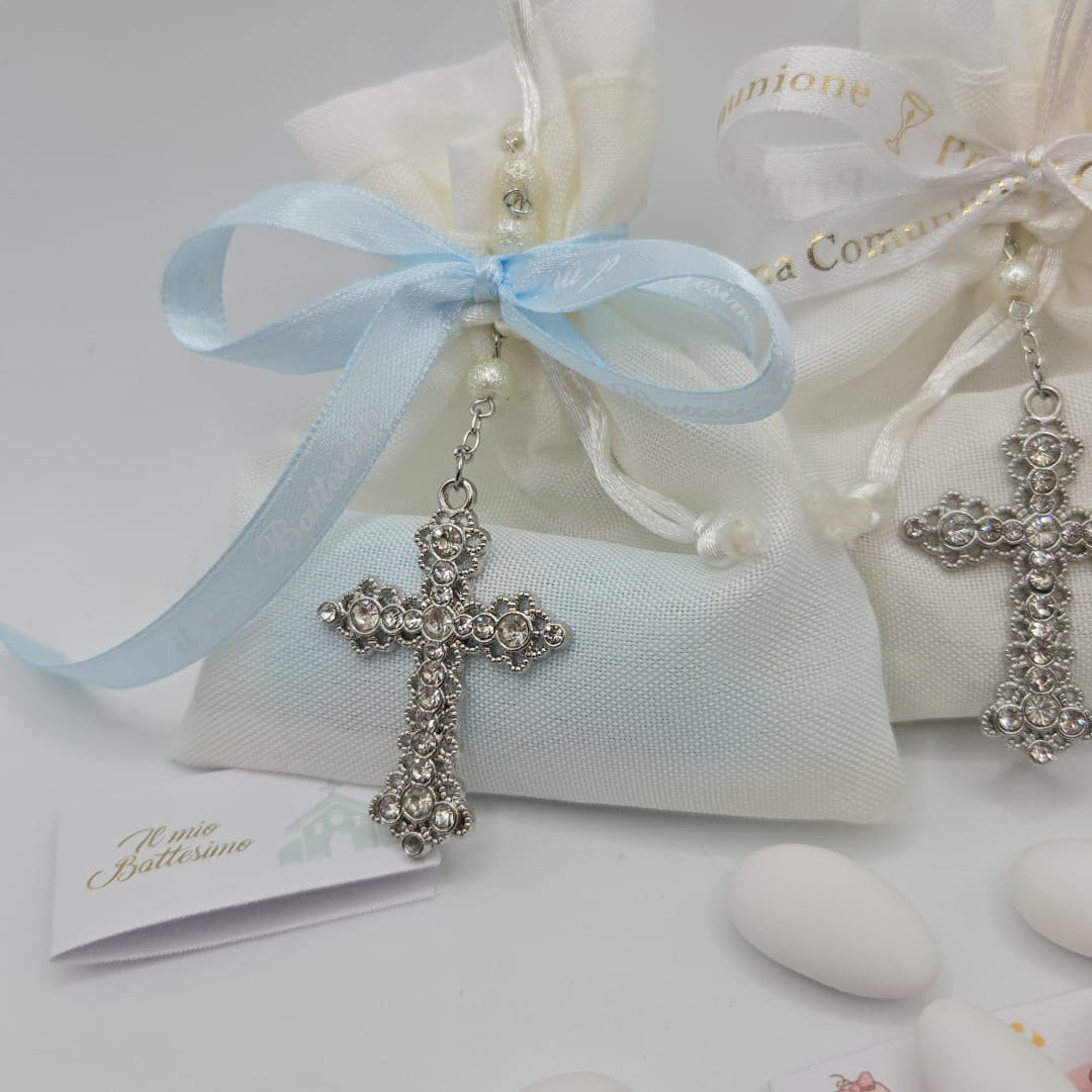 Bomboniere-Gastgeschenk Rosenkranz mit Glitzer