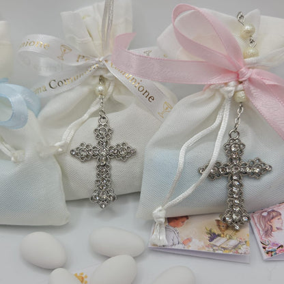 Bomboniere-Gastgeschenk Rosenkranz mit Glitzer