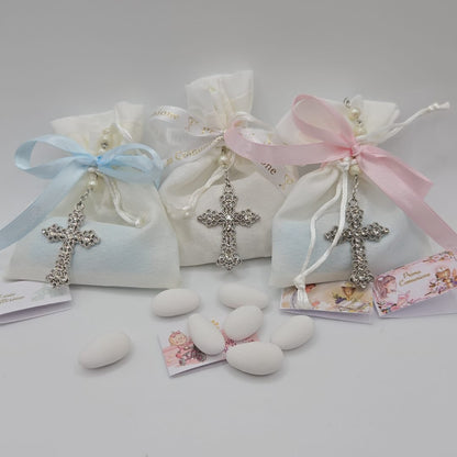 Bomboniere-Gastgeschenk Rosenkranz mit Glitzer