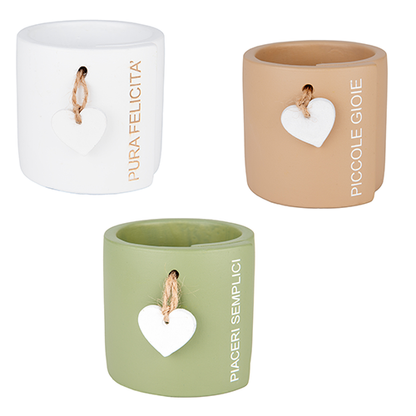 Bomboniere-Gastgeschenke Pflanztopf Terracotta mit Holzherz und Schriftzug