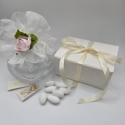 Bomboniere- Gastgeschenk Glasdose in Herzform