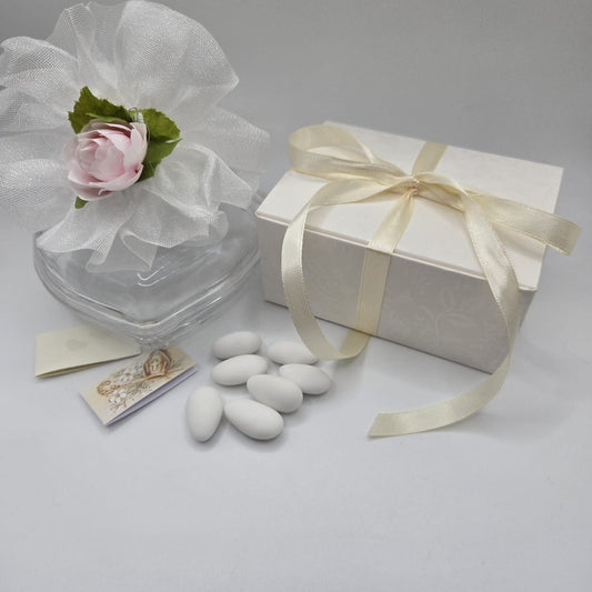 Bomboniere- Gastgeschenk Glasdose in Herzform