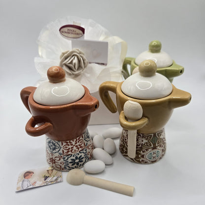Bomboniere / Gastgeschenk - Zuckerdose Mokkakännchen in 3 Farben