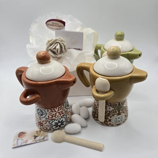 Bomboniere / Gastgeschenk - Zuckerdose Mokkakännchen in 3 Farben