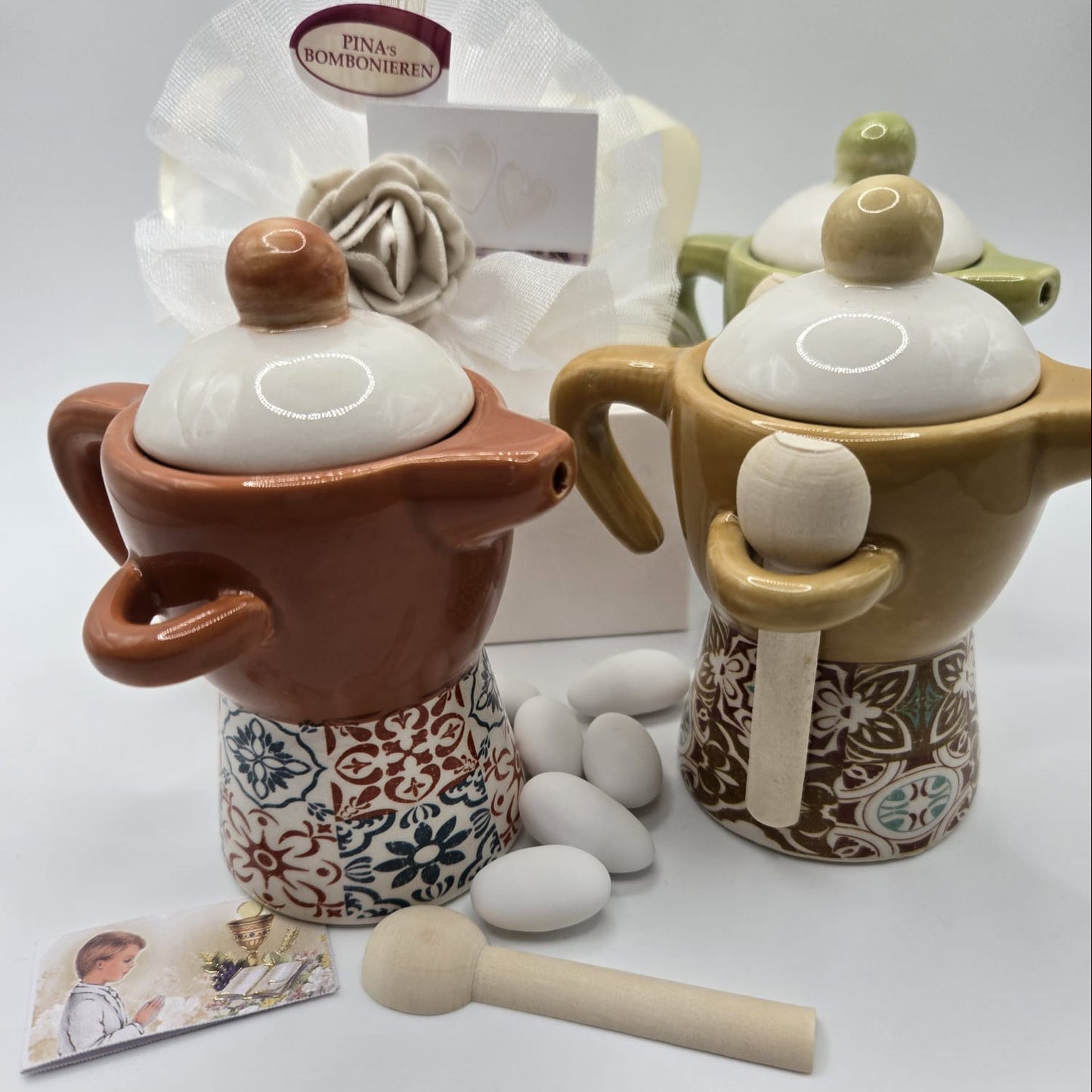 Bomboniere / Gastgeschenk - Zuckerdose Mokkakännchen in 3 Farben