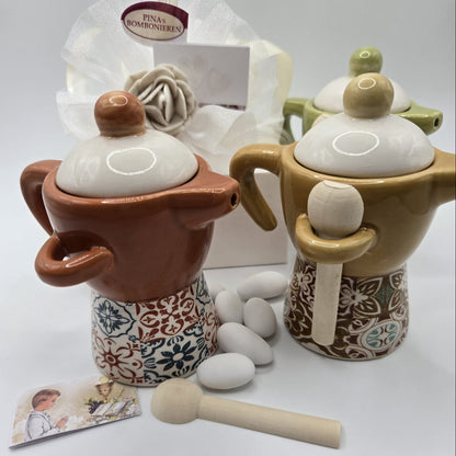 Bomboniere / Gastgeschenk - Zuckerdose Mokkakännchen in 3 Farben