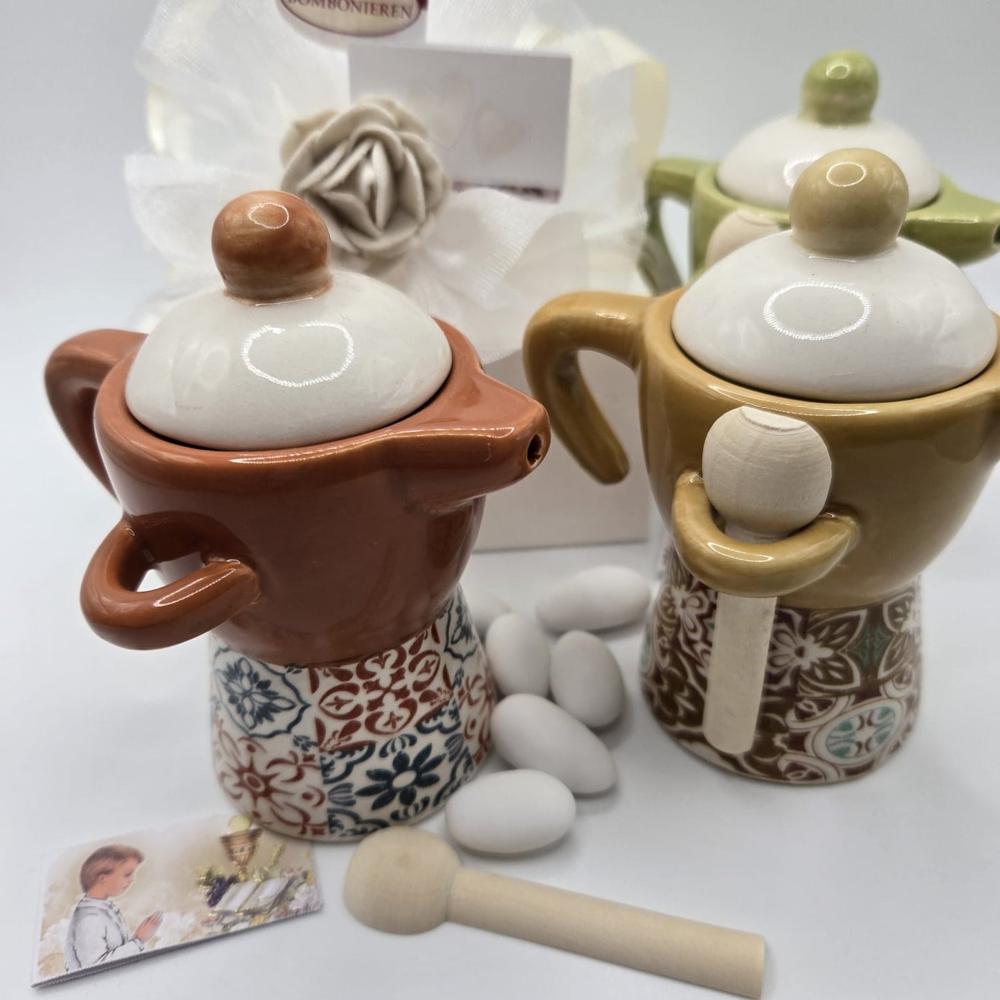 Bomboniere / Gastgeschenk - Zuckerdose Mokkakännchen in 3 Farben