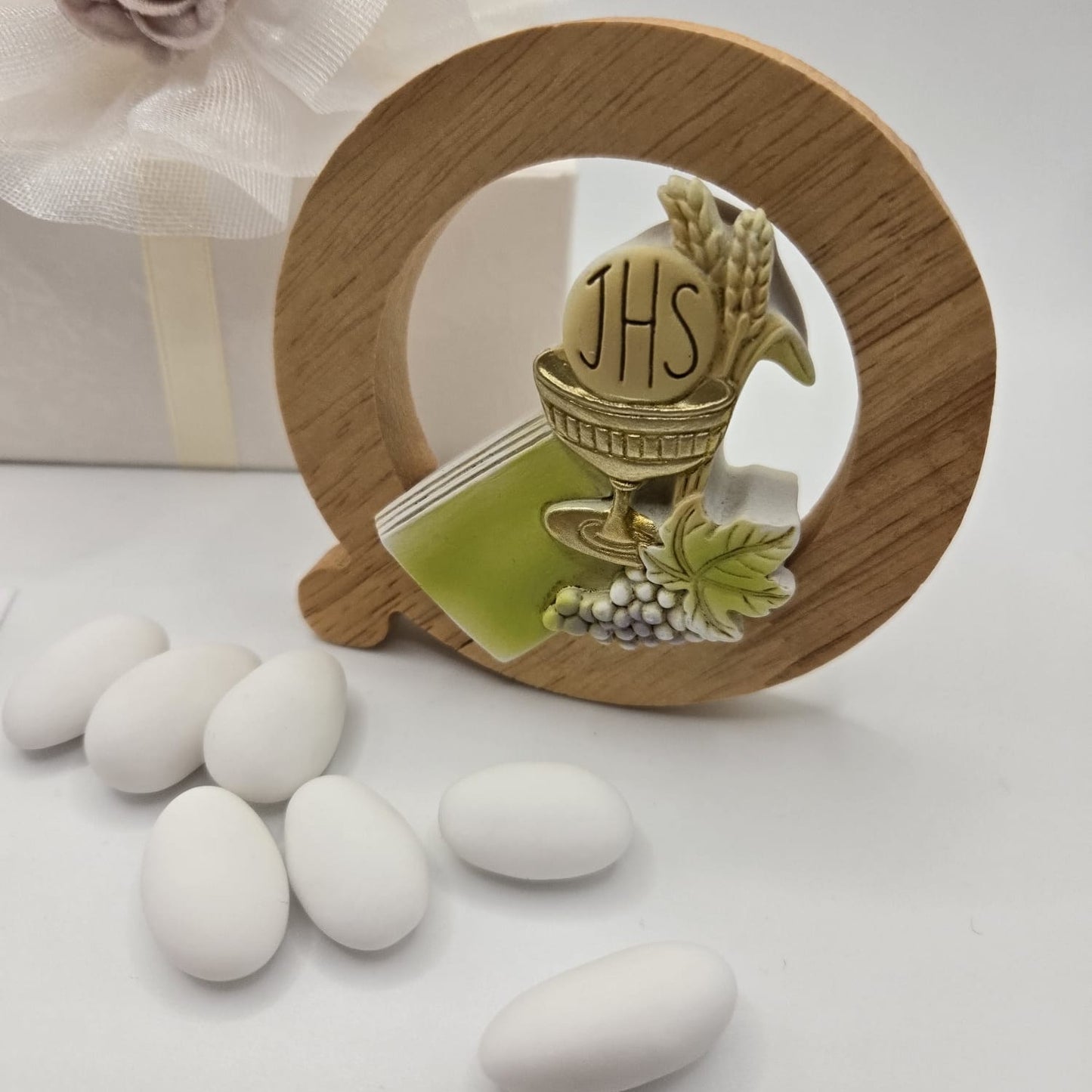 Bomboniere - Gastgeschenk Aufsteller aus Holz Kommunion