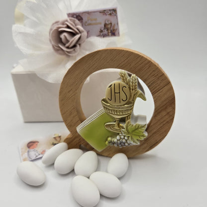 Bomboniere - Gastgeschenk Aufsteller aus Holz Kommunion