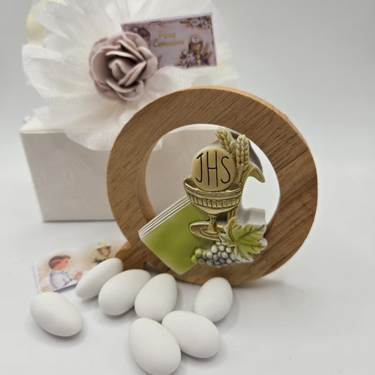 Bomboniere - Gastgeschenk Aufsteller aus Holz Kommunion