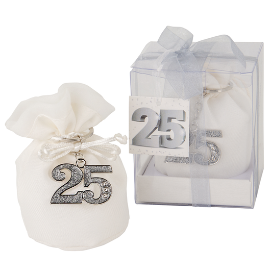 Bomboniere Gastgeschenk edler Schlüßelanhänger zur Silberhochzeit oder zum 25. Geburtstag