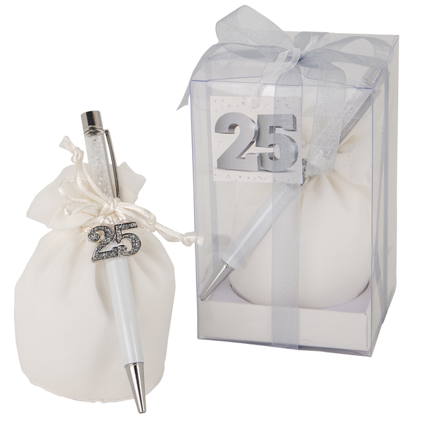 Bomboniere Gastgeschenk edler Kugelschreiber zur Silberhochzeit