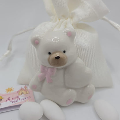 Bomboniere-Gastgeschenk Magnet Teddy Rosa zur Geburt/ Taufe Mädchen