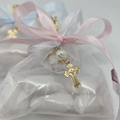 Bomboniere Gastgeschenk Rosenkranz mit Confetti und Bigliettino