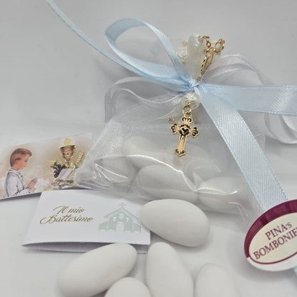 Bomboniere Gastgeschenk Rosenkranz mit Confetti und Bigliettino