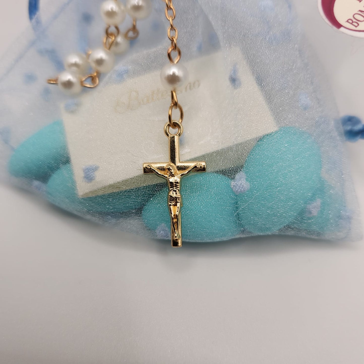 Rosenkranz incl. Bigliettino, Confetti und Geschenkekartonage Pina´s Bombonieren 