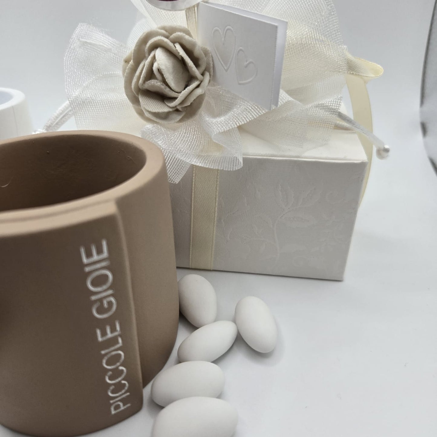 Bomboniere-Gastgeschenke Pflanztopf Terracotta mit Holzherz und Schriftzug