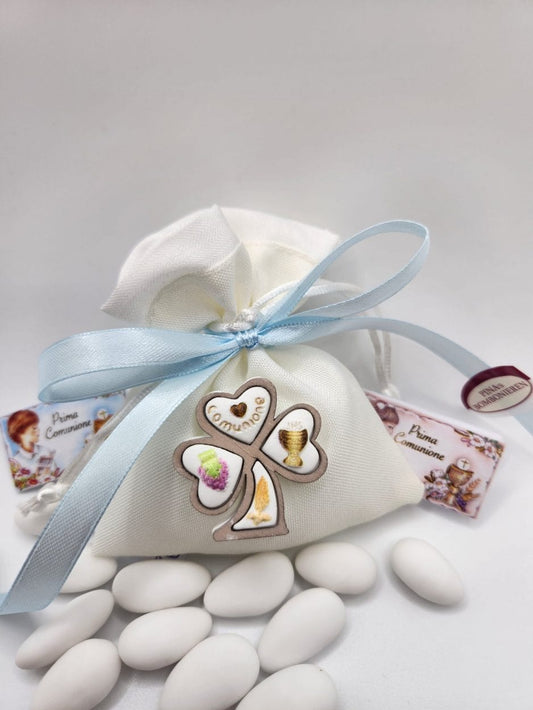 Erstkommunion Mandelsäckchen Glückskleeblatt 10er Sparpaket - Pina´s Bombonieren