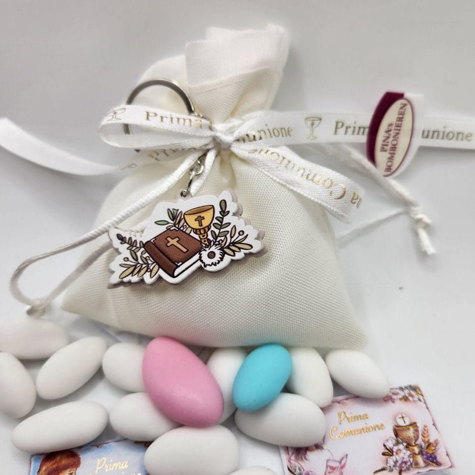 Erstkommunion Mandelsäckchen mit Schlüsselanhänger - Gastgeschenk - Pina´s Bombonieren