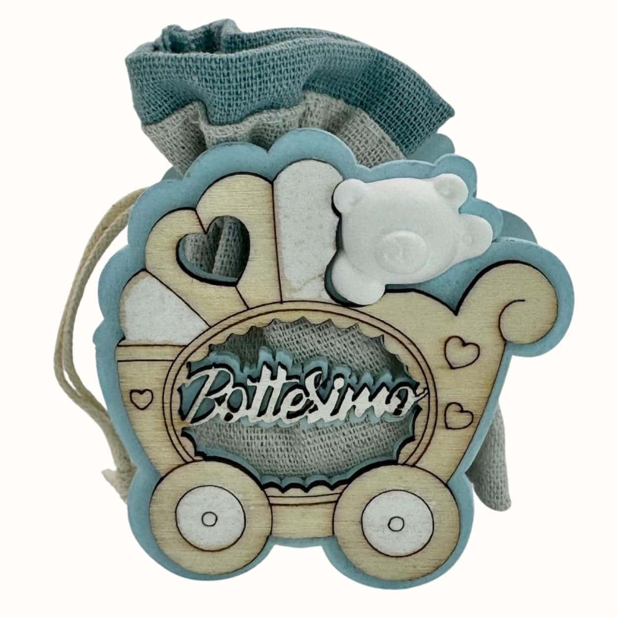 Holzaufsteller Battesimo blau - Pina´s Bombonieren