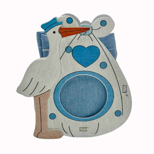 Holzaufsteller Klapperstorch blau - Pina´s Bombonieren