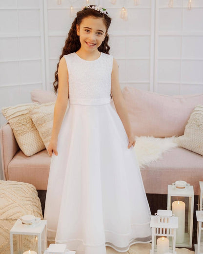 Kommunionkleid Kea Emmerling - Weißes Organza Kommunionskleid - Pina´s Bombonieren