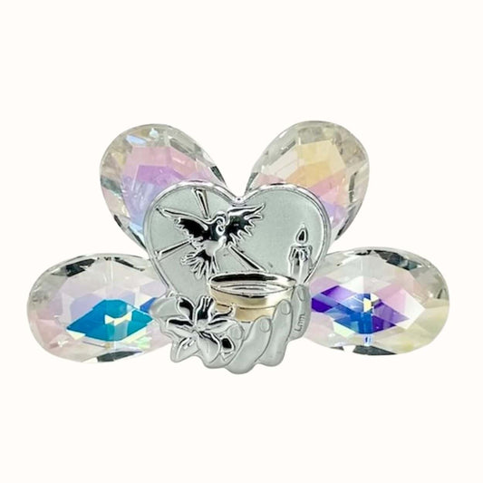 Kristallaufsteller mit Silberemblem - Bomboniere zur Taufe - Pina´s Bombonieren