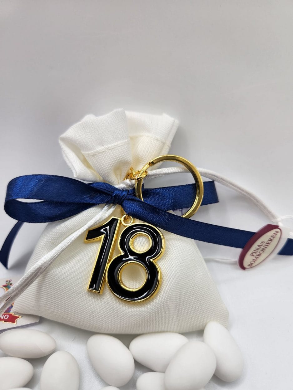 Mandelsäckchen mit Schlüßelanhänger 18. Geburtstag - Pina´s Bombonieren