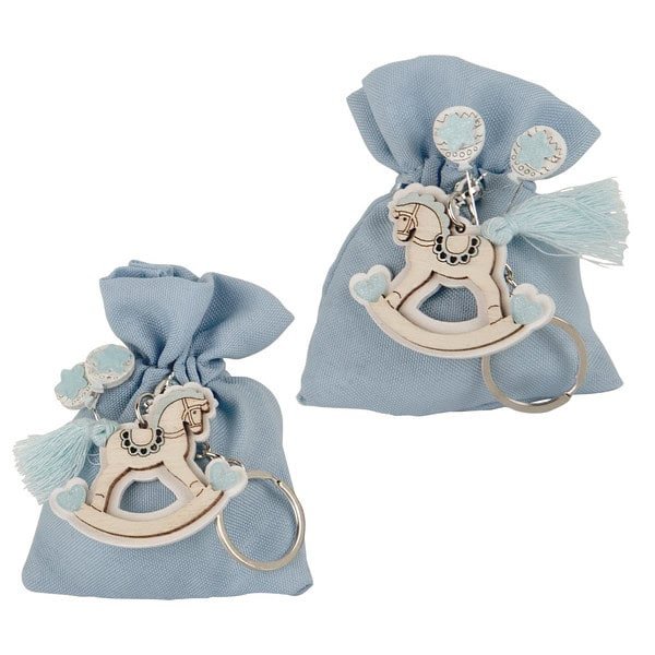 Schlüsselanhänger Geburt, Baby Party Schaukelpferdchen Junge - Pina´s Bombonieren